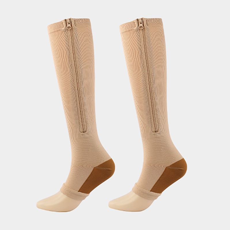 3 Pairs Zipper Compression Socks Nylon Open Toe Compression Socks