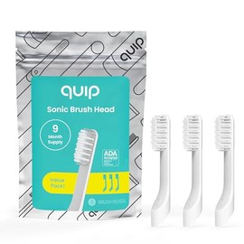 Quip Cabezales de repuesto para cepillo de dientes sónico quip para adultos - Paquete de 3 - Repuestos de cabezales de cepillo estándar quip verificados para cepillos de dientes eléctricos - Cerdas su