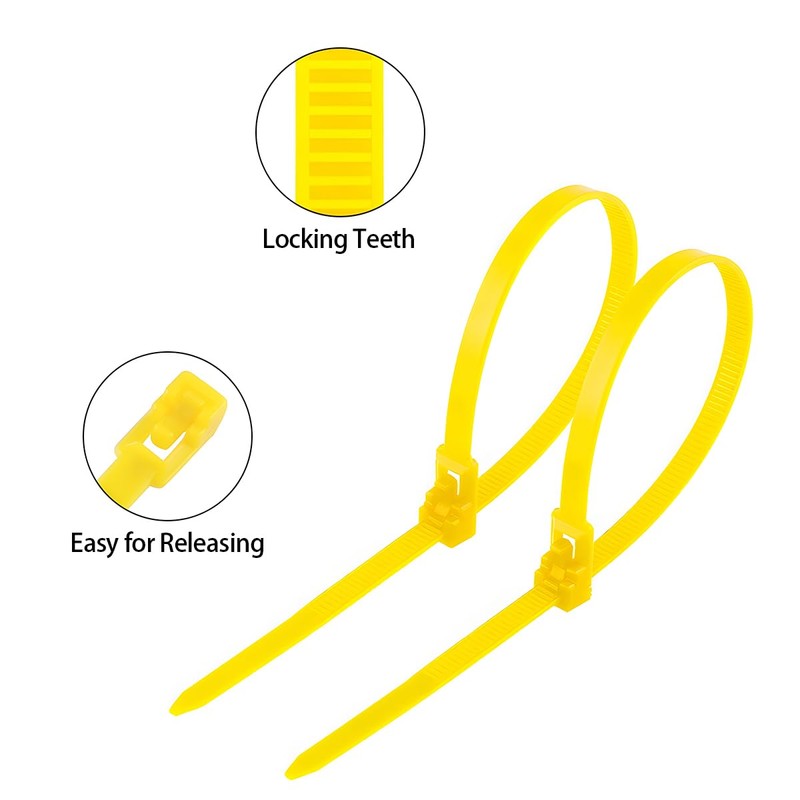 25 Count 10 Inch Reusable Cable Ties Yellow ?Heavy Duty