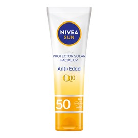 Protector Solar Facial NIVEA SUN Anti-Edad Q10 Fps50 50Ml, Previene Arrugas Y Líneas De Expresión,                                                    
