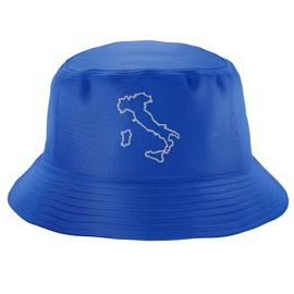 Purple Print House Shape of Italy Embroidery Bucket Hat Mens Womens Embroidered Italian Italia Footy Supporter Rugby Fan Gift Country Birthday Men Fathers Day, S, Royal