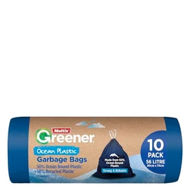 Multix Ocean Plastic Greener Garbage Bags, 56 Litre Capacity (Pack of 10)