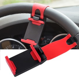 Joyzan Car Steering Wheel Phone Holder, Smartphone Hands Free Mount Portable Cellphone Universal Dashboard Handlebar Fixed Clip Buckle Stand Socket Clamp Mobile Cell Phones Trucks Vehicles Devices Red