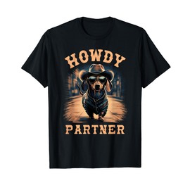 Howdy Partner ready for Rodeo Cowboy Weenie Dog Dachshund T-Shirt