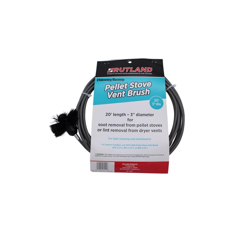 Rutland 3-Inch Pellet Stove/Dryer Vent Brush with 20-Feet Handle