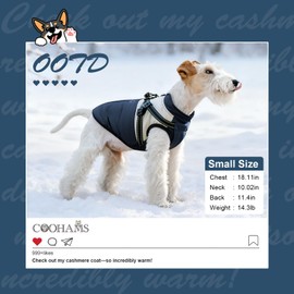 COOHAMS Small Dog Puffer Jacket, Waterproof Dog Coat with Harness Built in for Small & Medium Puppies, Windproof Puppy Clothes for Chihuahua, Dachshund, Yorkie, Frenchie (Classic Blue, Small)