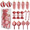 Christmas Candy Ornament Set 15 Pcs Plastic Pinecone Candy Cane