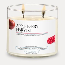 Halarosis Soy Candles - Cotton Wick Candles for Home Scented - Burns Up to 60 Hours - Gift for Birthday, Housewarming & Special Events - Apple Berry Harvest 17oz