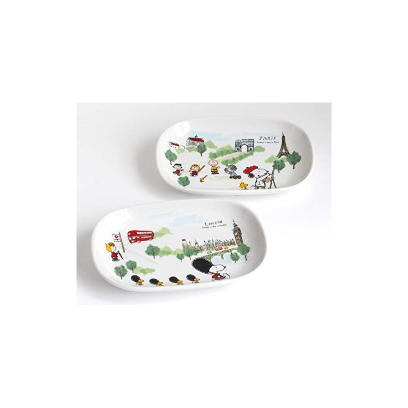 Snoopy Oval Plate London & Paris 2 Pattern Set 3870060