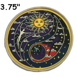 Athena Brands Artist Morris Celestial Sun Moon - Yin Yang Embroidered Patch 3.75” Diameter New