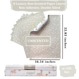 Baby Drawer Liners for Dresser Non Scented, 8 Sheets Kids Closet Liner, Double-Sided Pattern, Baby Drawer Liner Paper, Woodland Nursery Decor for Baby Furniture, Non Adhesive, Unscented 16.5inX22.8in