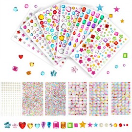 12 fogli/3888 pezzi di pietre glitterate autoadesive, strass colorati, pietre glitterate da incollare, pietre per fai da te, decorazioni per fai da te, biglietti di auguri, materiale fai da te