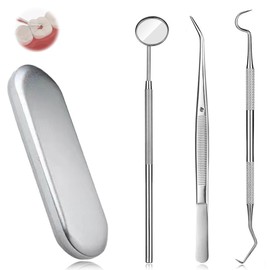 CATOR Zahnpflege-Set, 4 er Set, aus Edelstahl – Premium Dentalpflege – Zahnsteinentferner, Zahnarzt instrumente, Zahnsonde, Pinzette, Mundspiegel – Interdental Zahnreinigung Zahnstein