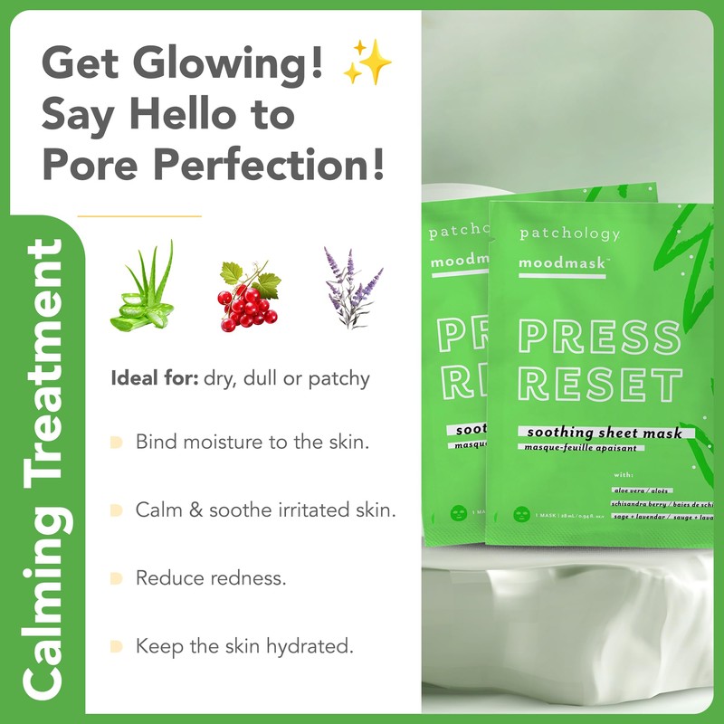 Patchology Soothing Face Mask - Press Reset Soothing Sheet Mask
