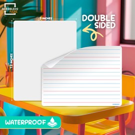 SCRIBBLEDO Small Lined White Board Sheets for Students 9”x12” Dry Erase Board Sheets with Lines Ruled Writing Whiteboard Sheets Homeschool Supplies Teacher Classroom Pack of 10