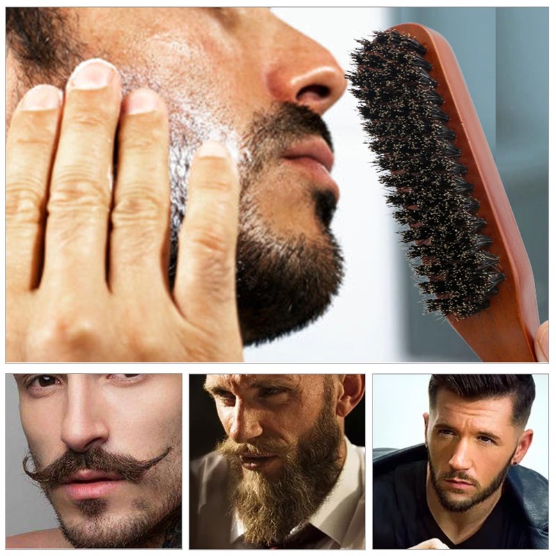 Pack of 3 Boar Bristle Brush Hair Brush with Wooden