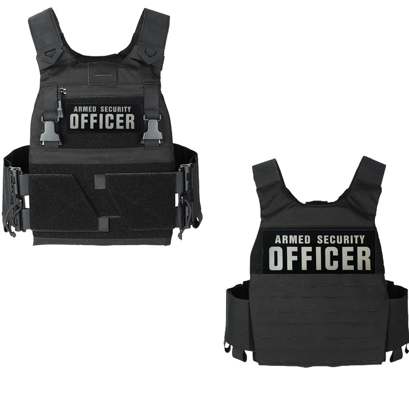 Armed Security Officer Reflective Patches with Hook and Loop Backing,