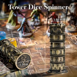 AONTESS 7-in-1 DND Dice, Metal D&D Dice Mechanical Dice D20, Role Playing Tabletop Games Dungeons and Dragons, MTG, RPG, D4, D6, D8, D10, D12, Dice Tower for Game Lovers with Gift Box