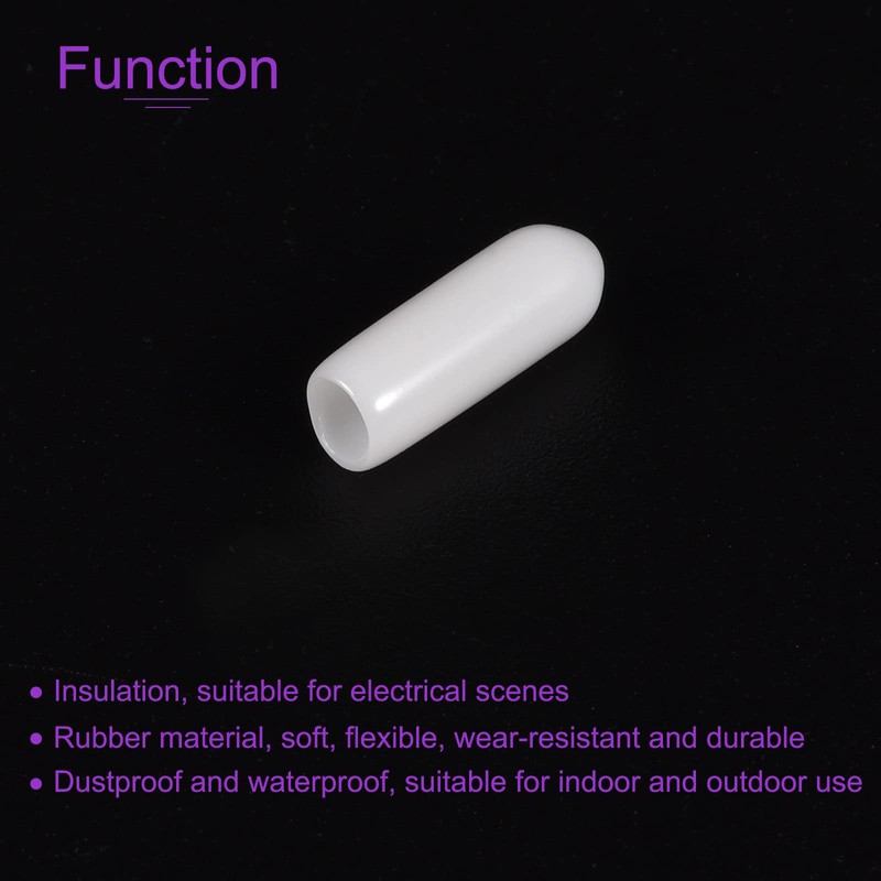 DMiotech 100 Pack 1/8" ID White Screw Thread Protectors Rubber