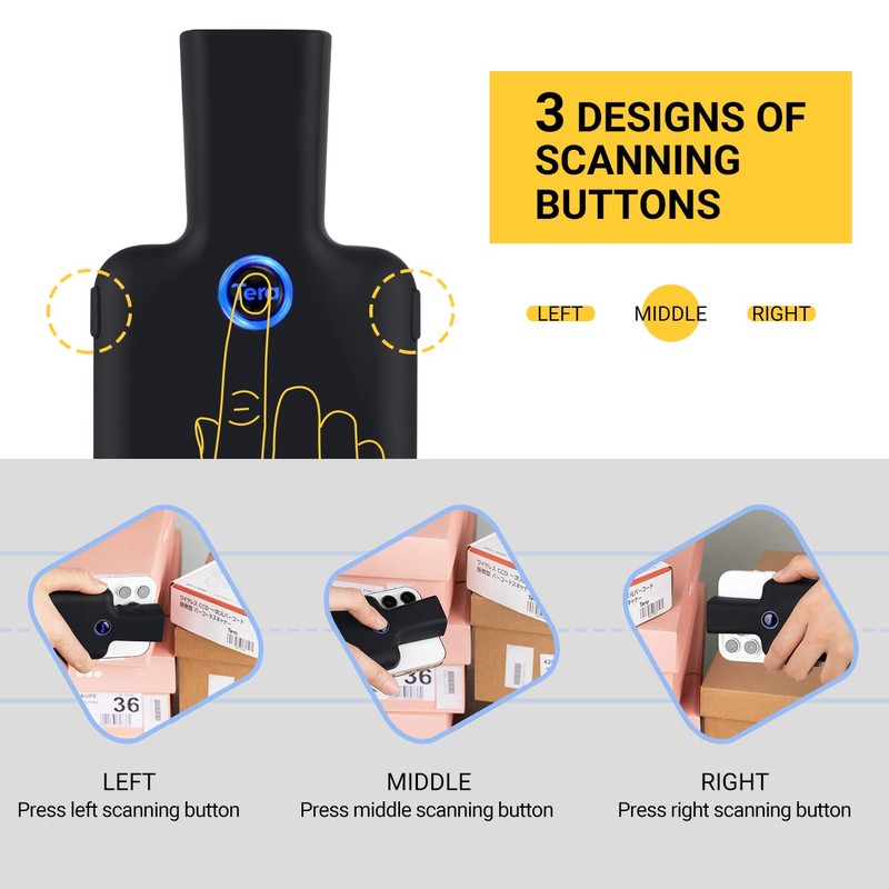 Tera 1D 2D QR Bluetooth Barcode Scanner Wireless Portable Mini