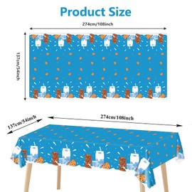 chiazllta 3pcs Milk and Cookies Party Tablecloth Supplies Milk Theme Birthday Table Cover Cookies Party Favor Decoration Disposable Plastic Tablecloth Birthday Party Sport Events for Kids, 54 x 108”