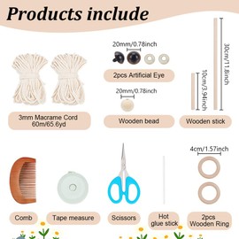 ACRNIGHEET DIY Owl Macrame Kit with Instruction Handmade White Owl Hanging Ornament Boho Hand Woven Macrame Making Kits for Home Decor DIY Owl Knitting Kit Macrame Owl Tapestry Wall Hanging