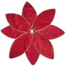 Houseswear 24 Inch Red Poinsettia Small Christmas Tree Skirts Sequin Xmas Tree Holiday Plush Tree Carpet Ornaments Decor