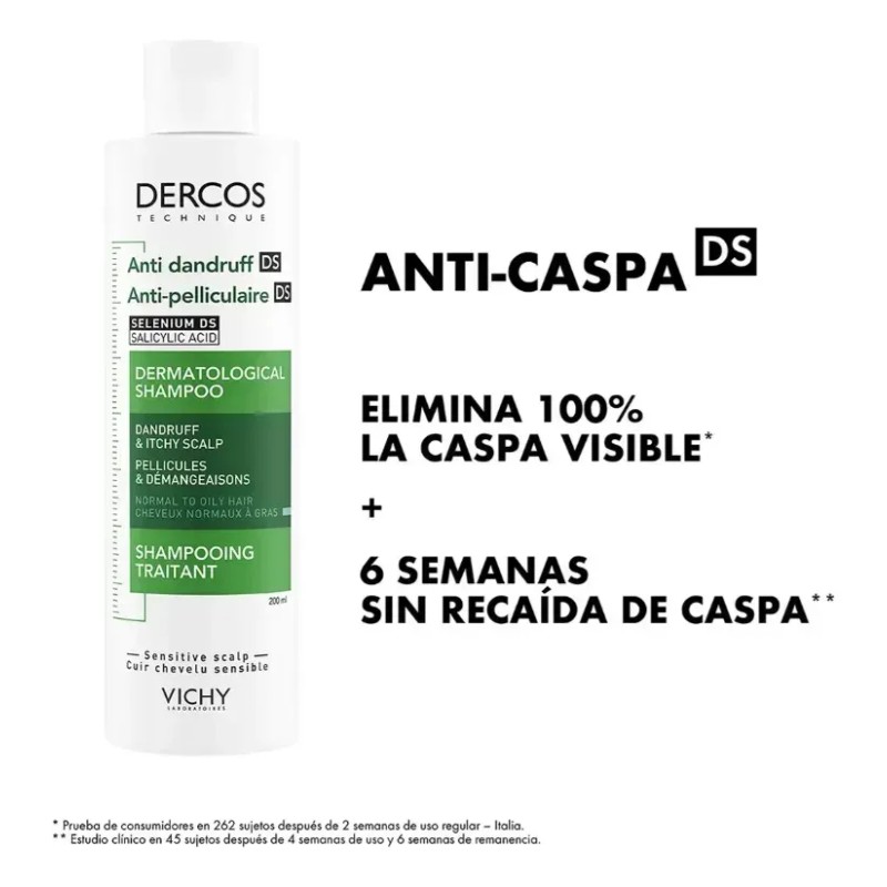2pcs Shampoo Vichy Dercos Anticaspa 200ml Normal A Graso