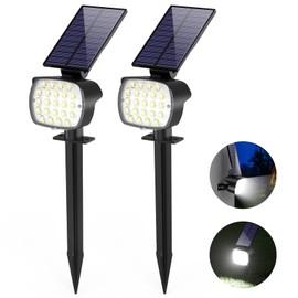 hyrion Solar Spotlight Outdoor Waterproof Ip65 23 LED 3 Lighting Mode 2-in-1 Solar Powred Yard Spot Lights for Garden Tree Law Pathway 2 Pack Cool White
