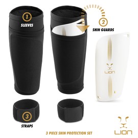 Football Shin Pads/Guards for Kids, Teens & Adults, boys & girls. 3 in 1 - Sleeve Pocket, Guard & Strap (Small)