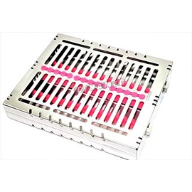 1 German Dental Autoclave Sterilization Cassette Tray for 15 Instrument 8.25X7.25X1.25" Pink CYNAMED
