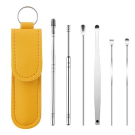 Portable Deluxe 6-Piece Ear Pick Set Yellow 6ea