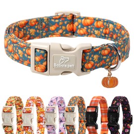 Babole Pet Fall Dog Collar Cute Autumn Pumpkin Puppy Collar - Light Comfortable Adjustable Pet Collars for Small Medium Large Girl Boy Dogs M