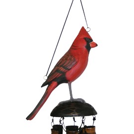 Cohasset Gifts 175CA Cohasset Cardinal Bamboo Wind Chime, Hand Painted Red