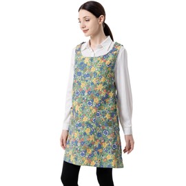 Delantales APRONNER de talla grande para mujer, con bolsillos, delantal de algodón y lino, para hornear, cocina, cocina, Diseño floral colorido, Talla única