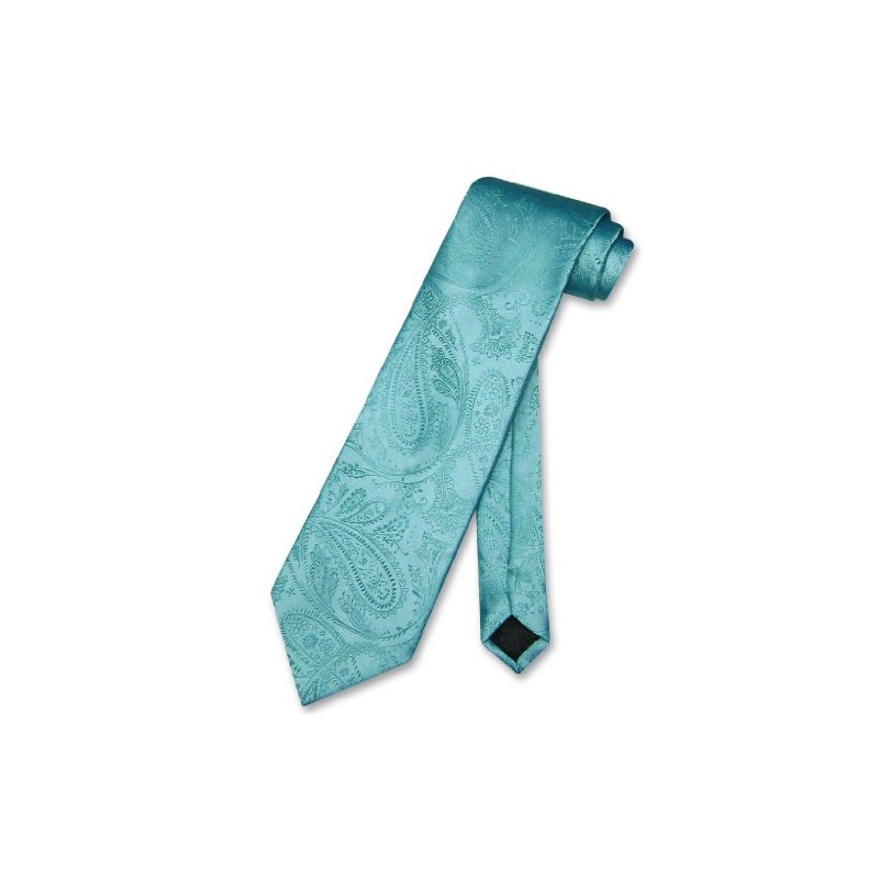 Vesuvio Napoli Necktie Turquoise Blue Paisley Design Mens Necktie, turquoise