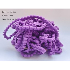 Mini Pom Pom Trim 8 Yards 5mm Ball Fringe Trim for Sewing Accessory Decoration DIY Crafts (Light Purple 1708)