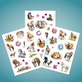 Tapirella 46 Skin-friendly Children's Tattoos, Horse Tattoos, Made in Germany, Vegan and Plastic-Free Packaging