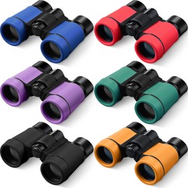 6 Pack Kids Binoculars Shock Proof Toy Binoculars Set for Age 3-12 Years Boys Girls Hunting Folding Small Telescope Birthday Gifts Bird Watching Educational Learning Camping Outdoor (Stylish Colors)