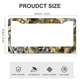 3D Goldvein Geometry Pattern License Plate Frames Cover Holders, Car Tags Frames Holder Car Accessories 2 Pack 2 Hole Metal Aluminum License Plate Frame Decoration 12.2 x 6.3 inch for Women Men Gift