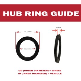 Wheel Accessories Parts Set of 4 Hub Centric Ring 74.10mm OD to 59.20mm Hub ID, Black Polycarbonate (Wheel Hub Ring, 4 Pack, 74.10 mm OD to 59.20 mm ID Wheel Centerbore, Polycarbonate)