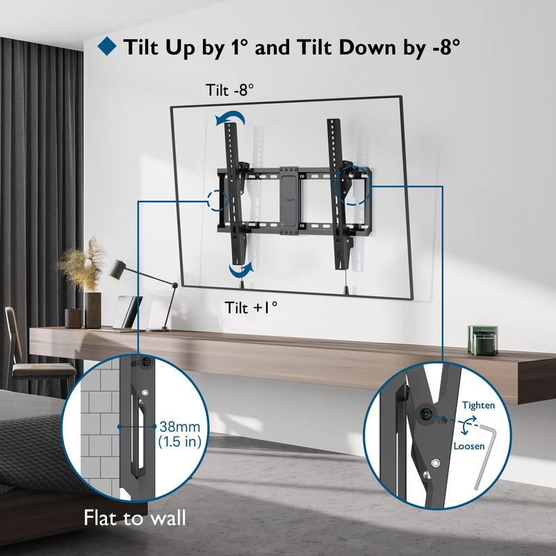 BONTEC TV Wall Mount for 37–85 Inch TVs, Tilting TV