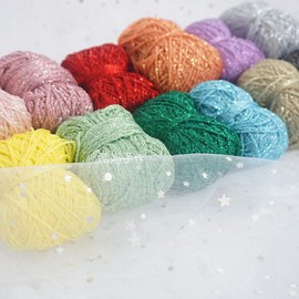 Clisil Purple Glitter Yarn Crochet Thread Sparkle Metallic Lurex Lame Shine Yarn Bag Decorations 40g