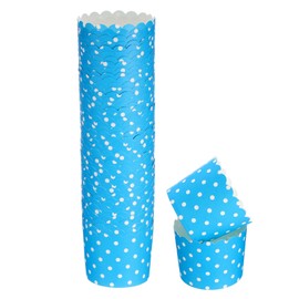 sourcing map 50Pcs Paper Baking Cups 6oz Greaseproof Disposable Bulk Cupcake Muffins Liners Cases Wrappers for Wedding Birthday Graduation, Dot Blue