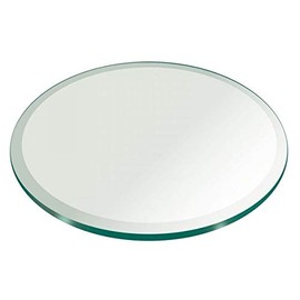 Fab Glass and Mirror 21" Inch Polish Round Glass Table Top 3/8" Thick Tempered Beveled Edge, Clear