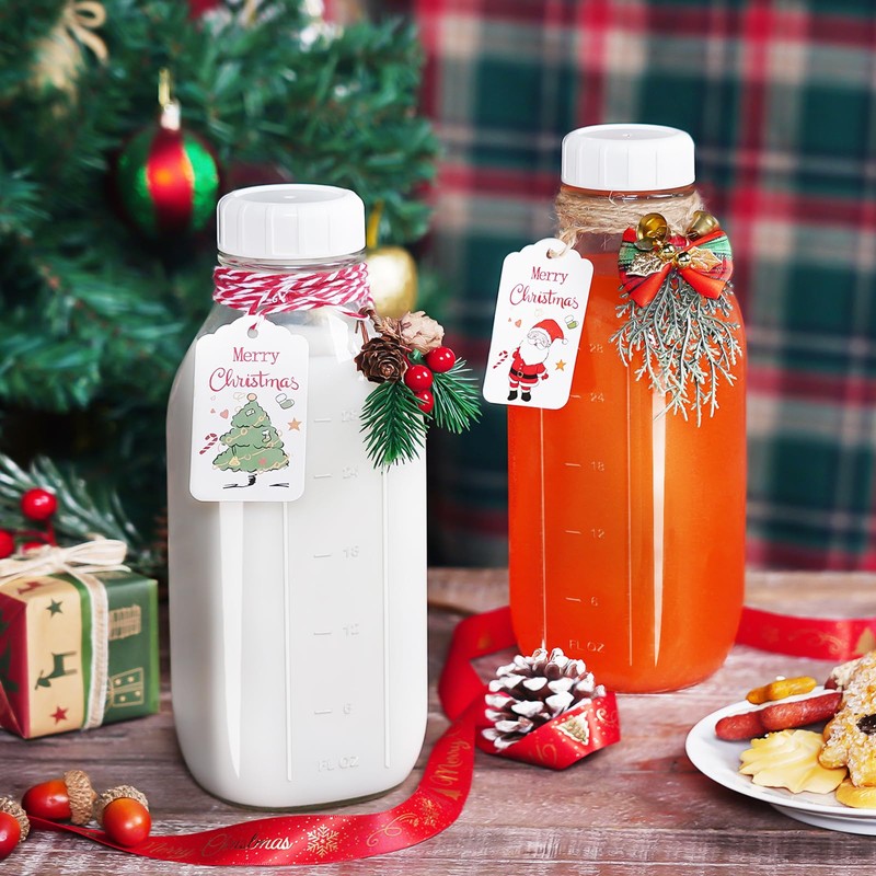 Dwbligt 32 oz Reusable Glass Milk Bottles with Silicone Dispenser
