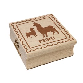Peru Travel Vicunas Llamas Alpacas Guanacos Square Rubber Stamp for Stamping Crafting - 2.75in Large