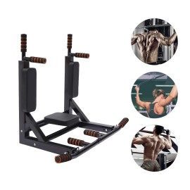 Pull Up Bar Raise Dip Station Vertical Knee Exercise Equipment Home Wall-Mount