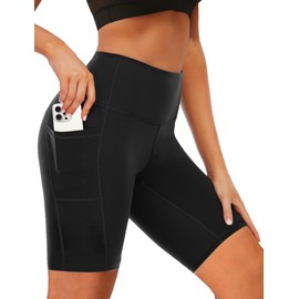 Buauty Women's Swim Shorts High-Waisted Board Shorts with Pockets UPF50+ Quick Dry Beach Shorts Black 3XL