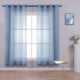 KOUFALL - Juego de 2 paneles de cortinas semitransparentes con ojales para recámara, sala de estar, color azul campestre